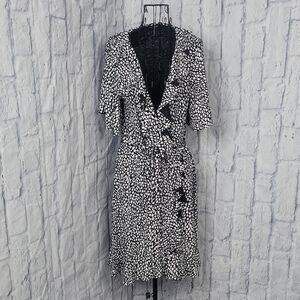 Nasty Gal Black and‎ White Dalmation Print Midi Dress Size 12 NWT